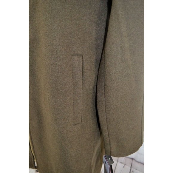 VINCE CAMUTO Women's Detachable Faux Fur Collar Full Zip Peacoat SMALL Olive NWT - Picture 4 of 10